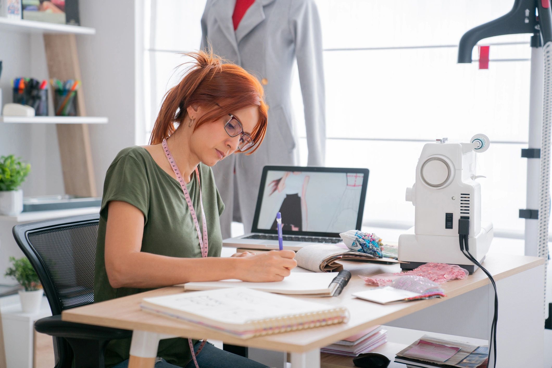 Designer working on a fashion sketch